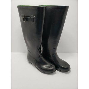 Women's Rubber Rain Boot Wellington Wellies Buckle Knee High Flat Shoes Size 6